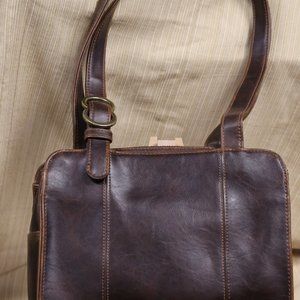 Liz Claiborne Poly Vinyl Brown Shoulder Bag